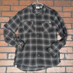 Vans Boy's Charcoal Plaid‎ Button Down Skate Shirt
